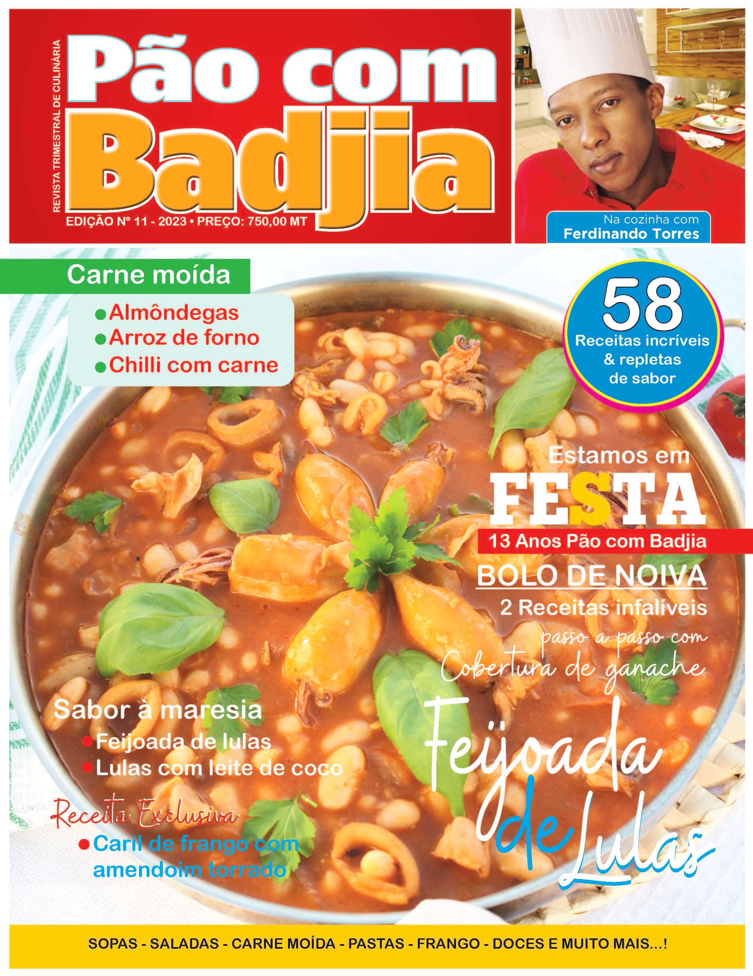Capa da revista Pão com Badjia Edição 11 com feijoada de lulas em destaque